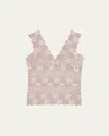 Josie Natori V-neck Floral Lace Tank In Light Mocha