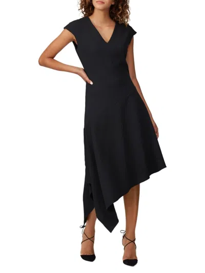 Josie Natori Women's Cap Sleeve Asymmetric Midi Dress In Black
