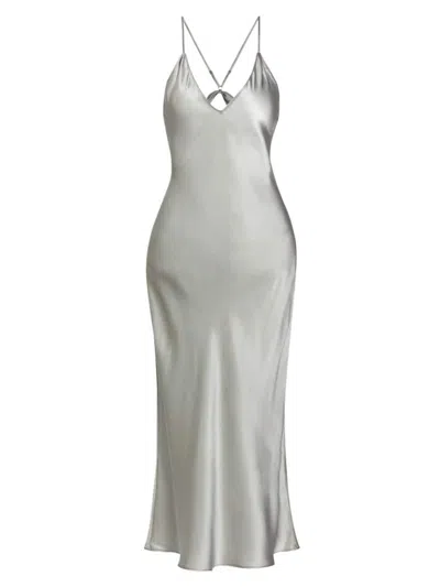 Josie Natori Women's Key Essentials Silk Slip Midi-dress In Silver