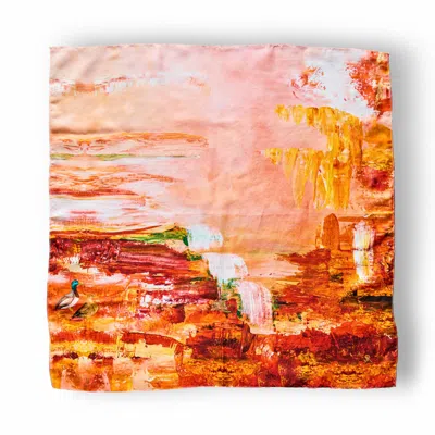 Josie's Editions Women's Orange / Red Abstract  Crimson Currents  Signature Square In Pink