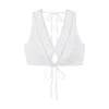 Joslin Adaline Linen Crop Top In Optical White