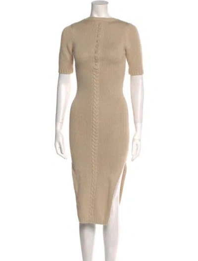 Pre-owned Joslin Bateau Neckline Midi Length Dress In Neutral