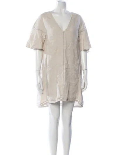 Pre-owned Joslin Crew Neck Knee-length Dress In Neutral