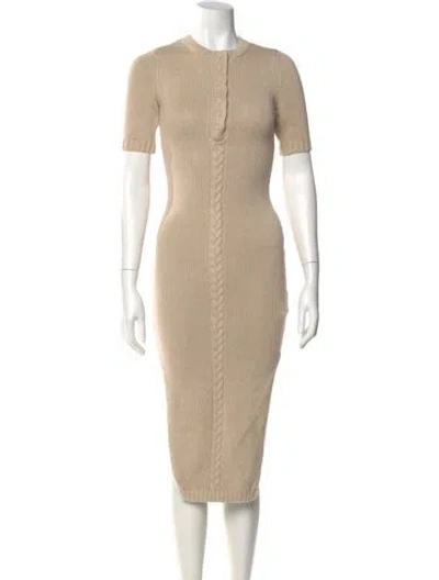 Pre-owned Joslin Crew Neck Midi Length Dress In Neutral
