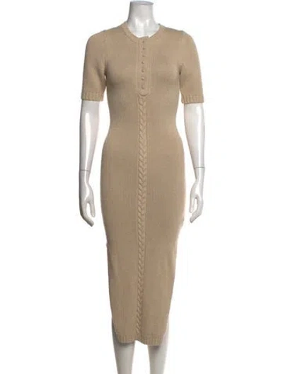 Pre-owned Joslin Crew Neck Midi Length Dress In Neutrals