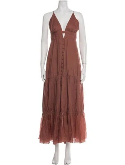 Pre-owned Joslin Linen Long Dress In Green