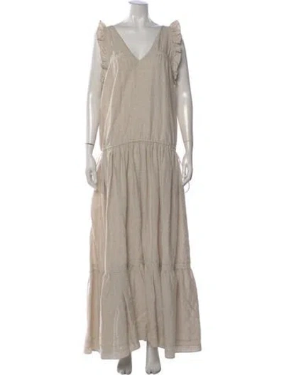 Pre-owned Joslin Linen Long Dress In Neutral