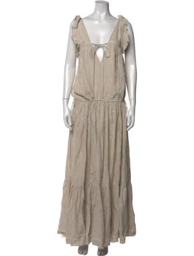 Pre-owned Joslin Linen Long Dress In Neutrals