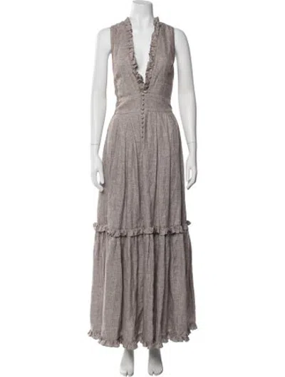 Pre-owned Joslin Linen Long Dress In Neutrals