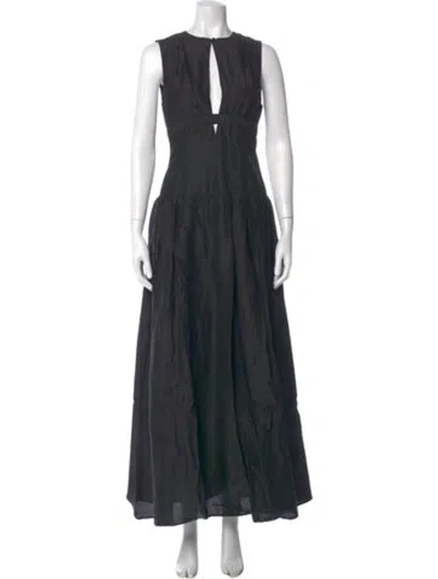Pre-owned Joslin Linen Long Dress W/ Tags In Black