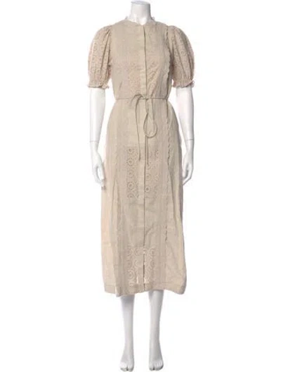 Pre-owned Joslin Linen Long Dress W/ Tags In Neutral
