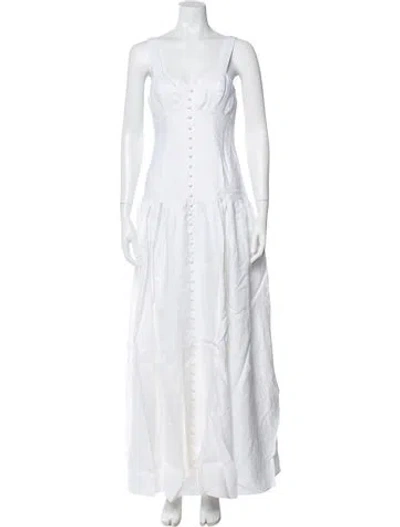 Pre-owned Joslin Linen Long Dress W/ Tags In White