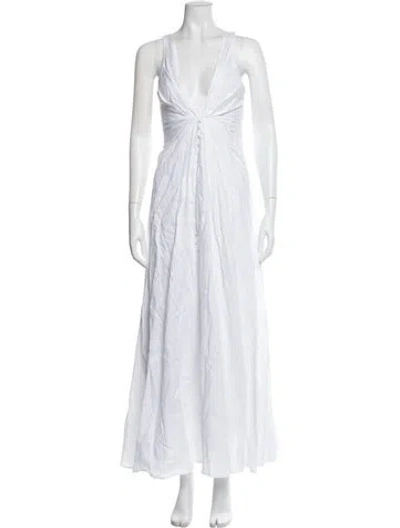Pre-owned Joslin Linen Long Dress W/ Tags In White