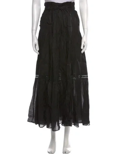 Pre-owned Joslin Linen Long Skirt In Black