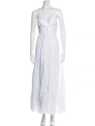 Pre-owned Joslin Linen Midi Length Dress W/ Tags In White