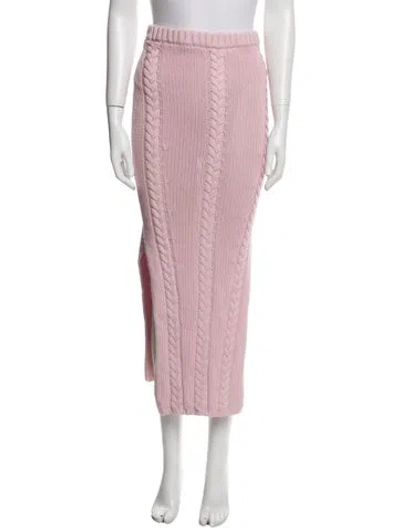 Pre-owned Joslin Linen Midi Length Skirt In Pink