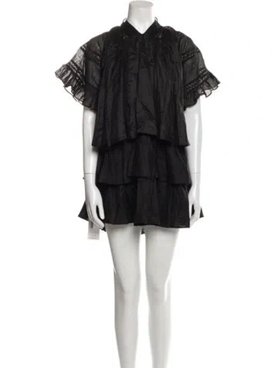 Pre-owned Joslin Linen Mini Dress In Black