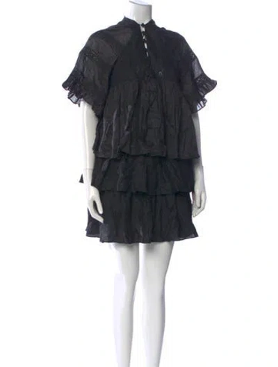Pre-owned Joslin Linen Mini Dress In Black