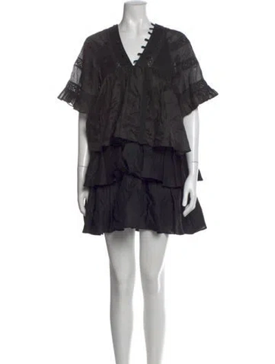 Pre-owned Joslin Linen Mini Dress In Black