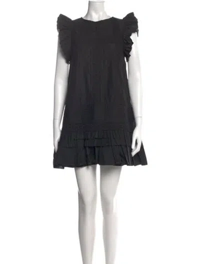 Pre-owned Joslin Linen Mini Dress In Black