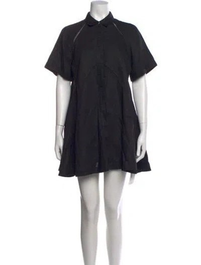 Pre-owned Joslin Linen Mini Dress In Black