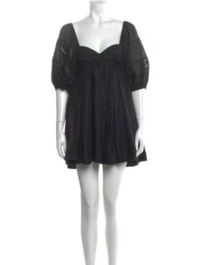 Pre-owned Joslin Linen Mini Dress In Black