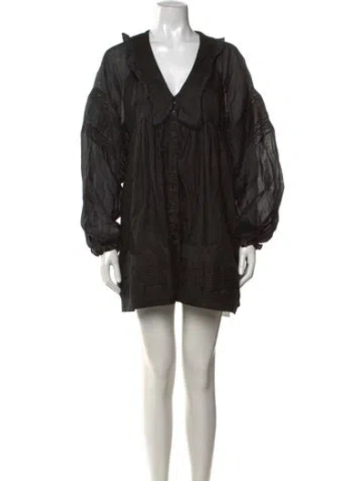 Pre-owned Joslin Linen Mini Dress In Black