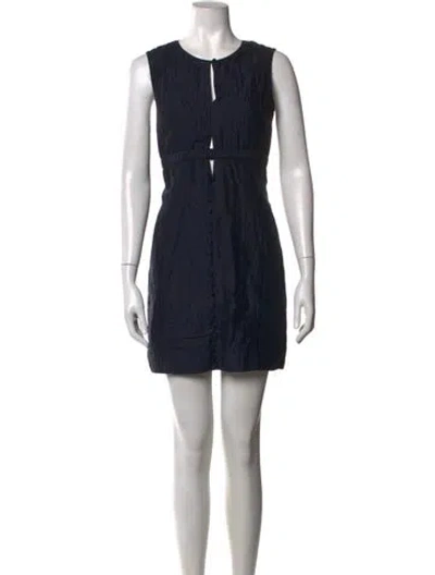 Pre-owned Joslin Linen Mini Dress In Black