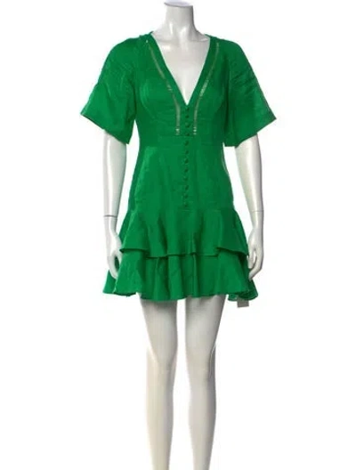 Pre-owned Joslin Linen Mini Dress In Green