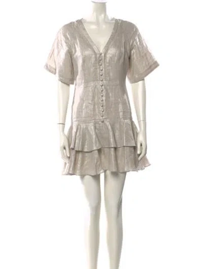 Pre-owned Joslin Linen Mini Dress In Neutral