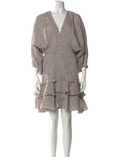 Pre-owned Joslin Linen Mini Dress In Neutral
