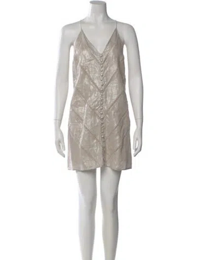 Pre-owned Joslin Linen Mini Dress In Neutral