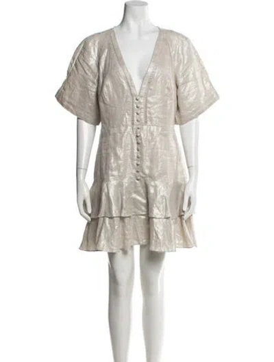 Pre-owned Joslin Linen Mini Dress In Neutral