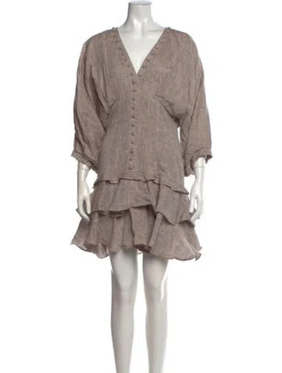 Pre-owned Joslin Linen Mini Dress In Neutrals