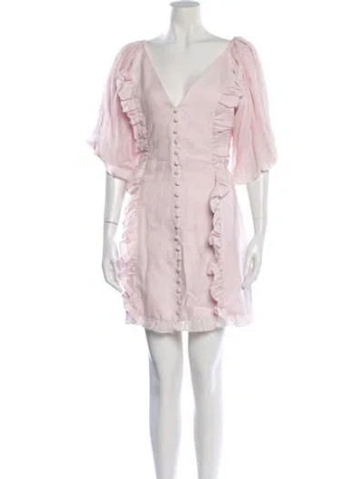 Pre-owned Joslin Linen Mini Dress In Pink
