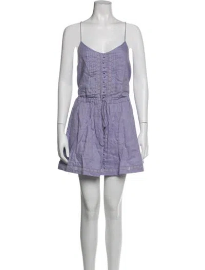 Pre-owned Joslin Linen Mini Dress In Purple