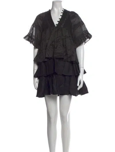 Pre-owned Joslin Linen Mini Dress W/ Tags In Black