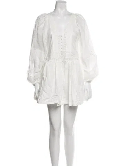 Pre-owned Joslin Linen Mini Dress W/ Tags In White