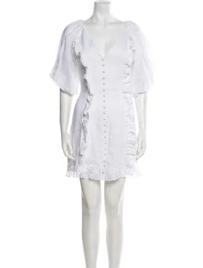 Pre-owned Joslin Linen Mini Dress In White