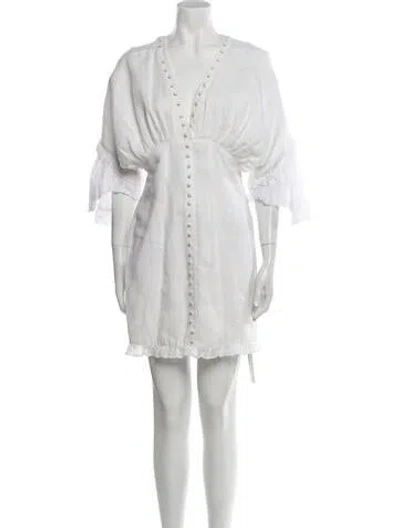 Pre-owned Joslin Linen Mini Dress In White