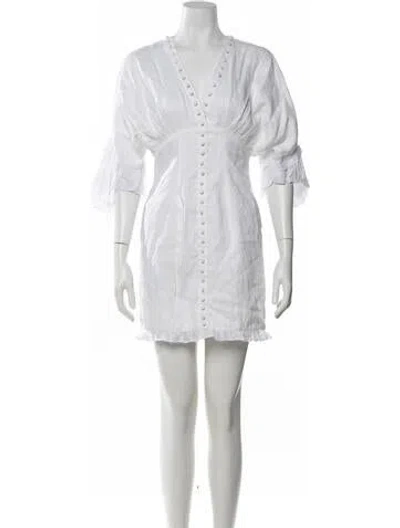 Pre-owned Joslin Linen Mini Dress In White