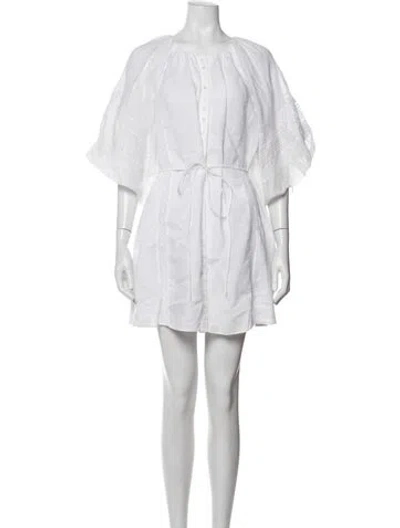 Pre-owned Joslin Linen Mini Dress In White