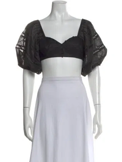Pre-owned Joslin Linen Square Neckline Crop Top W/ Tags In Black
