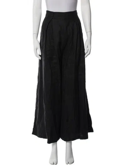 Pre-owned Joslin Linen Wide Leg Pants In Black