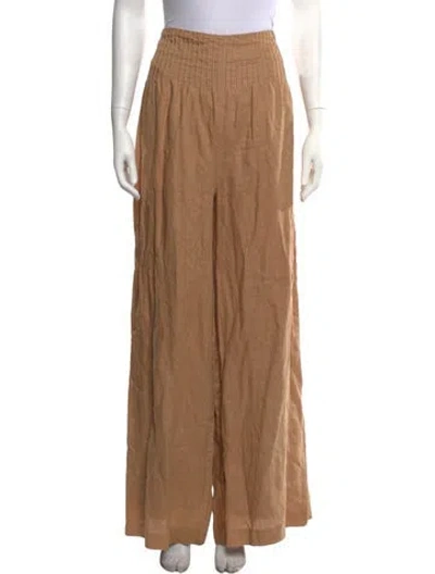 Pre-owned Joslin Linen Wide Leg Pants In Brown