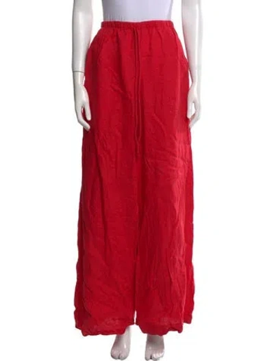 Pre-owned Joslin Linen Wide Leg Pants In Red