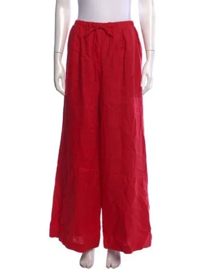 Pre-owned Joslin Linen Wide Leg Pants In Red