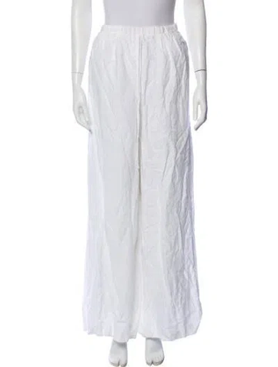 Pre-owned Joslin Linen Wide Leg Pants In White