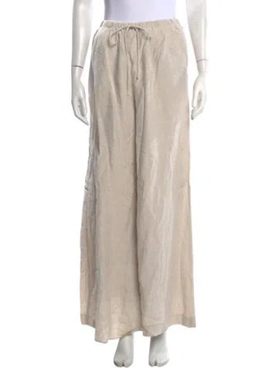 Pre-owned Joslin Linen Wide Leg Pants In White