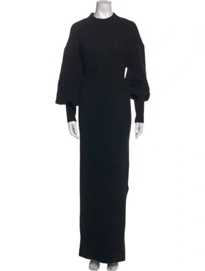 Pre-owned Joslin Merino Wool Mock Neck Sweater In Black